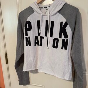 Victoria's Secret Pink White crop long sleeve hoodie
